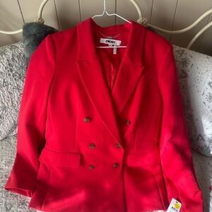 DKNY Vibrant Red Double-Breasted Blazer
